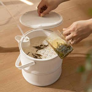 Seau à thé avec couvercle, forme cylindrique, pour service à thé Kung Fu, séparation sec-humide, filtre de drainage, collecteur de résidus de thé - Product Image 2