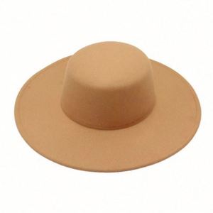 New <b>Flat</b> Top Wide Brim Woolen Felt <b>Hat</b> Bowler <b>Hat</b> Jazz French Fedora <b>Hats</b> Women Wholesale 2022 - Product Image 4