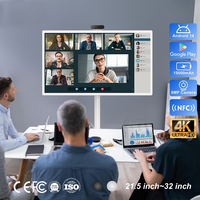 Kiosque tactile intelligent portable 32 pouces 4K Android 14 avec roues, 4 Go/64 Go, pour commande en libre-service dans les restaurants rapide et les salons de thé