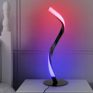 Lámpara de mesa moderna LED con espiral, sala de estar fría para luz blanca, dormitorio, lectura, Alexa y Google, WiFi, escritorio Curvo