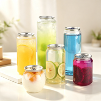 Bouteilles de boisson cylindriques transparentes jetables Safecare en PET de qualité alimentaire, hermétiques avec anneau de traction, 300ml, 350ml, 400ml, 500ml, pour jus