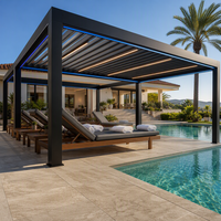 Pergola en aluminium durable avec revêtement en poudre, motorisée, à lames orientables, bioclimatique, imperméable, pour balcon extérieur, jardin, bord de piscine