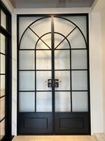 Nouvelle porte en verre en alliage d'aluminium et fer forgé de style français moderne avec ouverture latérale électrique pour la décoration intérieure, salle de bain, salon