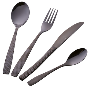 Set di posate martellate HARLEM 24 pezzi nero lucido - Product Image 3