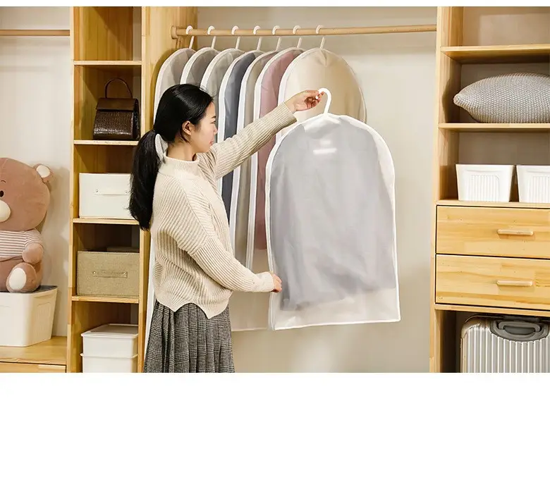 Cubierta de polvo para ropa, funda transparente impermeable para traje de casa, abrigo, bolsa de almacenamiento, gruesa, DH8765