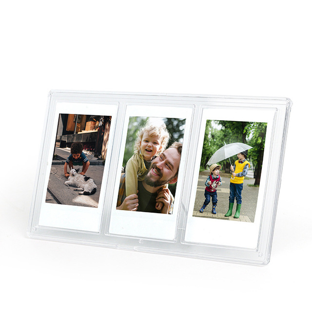 Wholesale 3 in 1 Pocket Instax Mini Film Acrylic Picture Frame Photo Card Sleeves Protector Fujifilm Instax Mini Frame