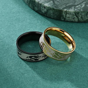 Transfronterizo nuevo estilo chino hombres en relieve dragón patrón oro anillo galvanizado agresivo sentido avanzado joyería - Product Image 1