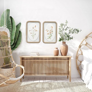 Marco de cuentas de <span class=keywords><strong>madera</strong></span> pintura decorativa arte de pared impresión, flor minimalista botánico francés <span class=keywords><strong>Vintage</strong></span> dormitorio pintura decorativa - Product Image 2
