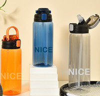 Botella de Agua de Tritán de 550 ml con Logotipo Personalizado 2023, Libre de BPA, con Tapa Abatible, Botellas de Plástico para Beber Directamente, Promoción de 750 ml