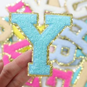 Patchs en tissu décoratifs autocollants à paillettes et lettres en chenille, broderie personnalisée pour vêtements, t-shirts, sweats à capuche, patchs brodés 3D thermocollants - Product Image 1