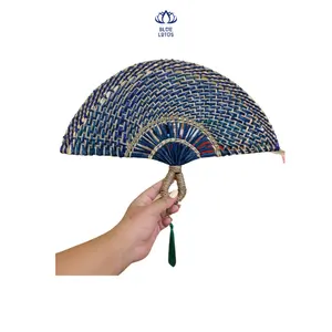 Respetuoso con el medio ambiente estilo moderno hecho en Vietnam hecho a mano abanico de bambú abanico de papel abanico de algas marinas Mejor Precio de alta calidad - Product Image 1