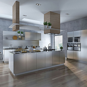 Phật sơn nhà sản xuất có độ bóng cao Thiết kế đơn giản toàn Bộ tủ bếp Set 304 thép không gỉ tủ bếp cho biệt thự - Product Image 3