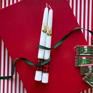 Huaming Christmas Theme Decor Snowman Table Dinner <strong>Candles</strong> Vintage Handmade Candcane Lighter Pattern Short Stick <strong>Taper</strong> <strong>Candle</strong> - Product Image 3
