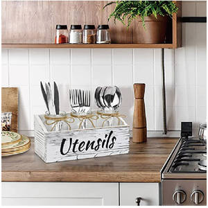 Classique Grand Rectangle En Bois Porte-Ustensiles Ferme Cuisine Comptoir Bac De Rangement avec Laque Technique Organisateur De <span class=keywords><strong>Bureau</strong></span> - Product Image 4