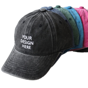 Wholesale Custom Embroidery Logo 6 Panel Unstructured 100% Cotton Letter Pattern Common Baseball Cap Low Profile Washed <b>Dad</b> <b>Hats</b> - Product Image 1