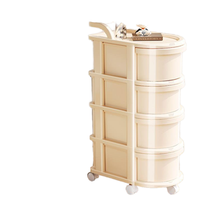 플라스틱 현대식 스탠딩형 롤링 유틸리티 카트 (손잡이 및 바퀴 포함) 간식 랙 트롤리 바닥 서랍 - Product Image 1