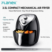 FLANEK FL-5522 Friteuse à air 3,5 L 1200 W à panier unique avec minuterie manuelle et thermostat réglable, cuisson sans huile