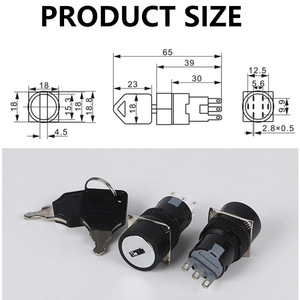 High Quality 16mm Electronic Lock <strong>Key</strong> <strong>Switch</strong> 2 <strong>Position</strong>/3 <strong>Position</strong> <strong>Key</strong> Lock <strong>Switch</strong>/<strong>key</strong> Operated <strong>Switch</strong> - Product Image 2