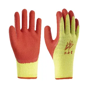 Crinkle Latex Coated Gloves Construction Safety Anti Slip Hand Protection Working Gloves