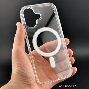 Coque antichoc transparente magnétique en TPU+PC pour <span class=keywords><strong>iPhone</strong></span> 17/16/15/14/13/12/11 avec support de téléphone - Product Image 1
