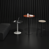 Petite table d'appoint ronde en métal avec réglage en hauteur par vérin à gaz pour bureau à domicile, bureau ou immeuble de bureaux – Table polyvalente pour thé et café