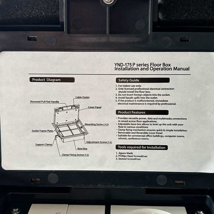VNX Floor System Underground Box Electrical Outlet Floor Box 45*45mm Can Install 2*EU Socket Usb Date Socket With 13A Socket