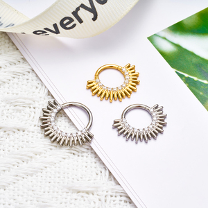 G23 Titan Clicker mũi vòng vách ngăn Hoop bản lề Nhẫn Pave Trắng CZ Tai sụn tragus Helix Thùy cơ thể xuyên đồ trang sức - Product Image 6