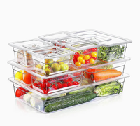 Liyunda Bac Gastronorme Transparent en PC pour Buffet, 1/1 10L 530*325, Conteneur de Stockage en Plastique avec Couvercle Cranté