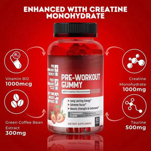 Gomme energetiche pre-allenamento con aminoacidi per uomo - Concentrazione, recupero muscolare e stimolante energetico - Product Image 3