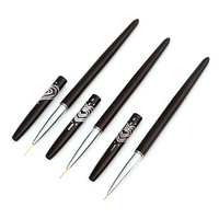 Poignée en métal noir pour les ongles, accessoire de manucure Extra-fin en forme de cœur, dessins Nail-Art, stylo à rayures avec couvercle, 1 pièce