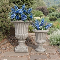Pot de fleurs en fibre de verre de style européen de luxe, petit modèle, pour intérieur/extérieur, avec revêtement en poudre, pour usage en jardin, directement de l'usine