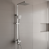 Système de douche carré en laiton massif, ensemble complet avec pommeau de pluie et douchette à main, moderne, pour rénovation de salle de bain, avec fonctions Céramique Pause/Jet