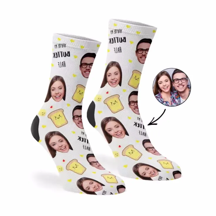 Calzini di Natale su misura di novità divertente stampa coppie personalizzate la tua foto del viso su calzino equipaggio Unisex per gli uomini delle donne