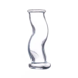 Custom Irregular curved S-shaped glass flower vase