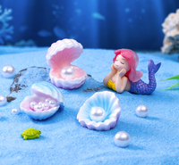 Figurines 3D miniatures en forme de coquillages, poissons DIY pour accessoires de réservoir ou décorations d'aquarium, ornements en résine en forme de coquillages perlés avec motif animal