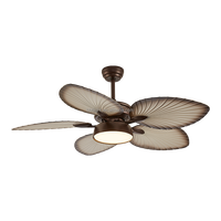 Ventiladores de Techo con Cubierta de Hoja de Palma Metálica, Ventilador de Techo Tropical de 52 Pulgadas con Control Remoto, con 5 Aspas Reversibles Resistentes a la Humedad para