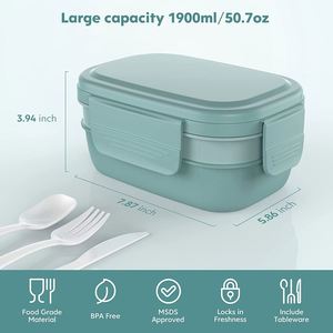 Free Plastic Cutlery 100% Grade <b>Microwave</b> Safe Food Container Biodegradable Wheat Straw School Bento <b>Lunch</b> <b>Box</b> - Product Image 2