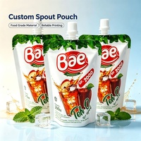DQ PACK Sac d'emballage refermable personnalisé avec logo, 250 ml, pour boissons, jus, yaourt, avec bec verseur et embout d'aspiration