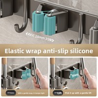 Support mural moderne en acier inoxydable pour salle de bain, porte-outils multifonctionnel pour balai et serpillière, accessoire ménager
