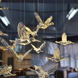 Lampe suspendue PM Nordic Flying Bird, décoration <span class=keywords><strong>de</strong></span> plafond créative, verre, hôtel, restaurant, boutique d'art, décoration, lampe suspendue LED - Product Image 2
