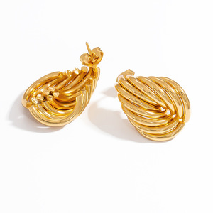 Pendientes de Aro Geométricos Chapados en Oro de 18K, Joyería Fina para Uso Diario de Mujer - Product Image 5