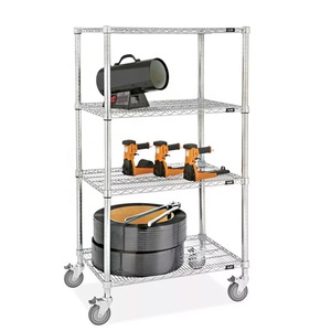 Chấp Nhận Tùy Chỉnh Kích Thước Và Màu Sắc Nhiệm Vụ Nặng Nf Phê Duyệt 4 Tier Dây Thép Kệ Hiển Thị Giá Dây Kệ Đơn Vị Với Bánh Xe - Product Image 1