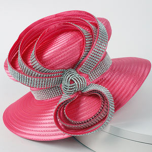 قبعات الكنيسة قسط حفلة فاسكيتر كنتاكي ديربي قبعات مأدبة قماش الساتان قبعات حجر الراين للنساء الزفاف - Product Image 4