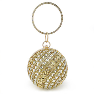 Womens Artificial Pearl Evening Bag Round Ball Shape <b>Clutch</b> Purse Party <b>Wedding</b> Handbag with Rhinestone Ring Handle - Product Image 6