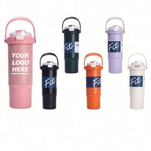 Gobelet personnalisé en acier inoxydable 316 avec poignée - Bouteille d'eau à double paroi isolée sous vide pour la salle de sport, les sports et les cadeaux promotionnels - Product Image 1