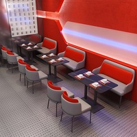 Muebles de Restaurante con Temática de Ciencia Ficción, Sofá Banqueta Personalizado con Respaldo Alto y Juego de Mesa con Pedestal para Bistro o Discoteca Moderna