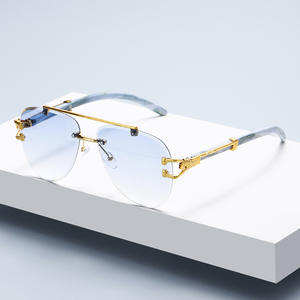 Gafas de Sol Degradadas de Estilo Retro Europeo Americano para Mujer, con Logotipo, Montura Doble Puente sin Marco, Estilo Urbano, Nuevas - Product Image 4