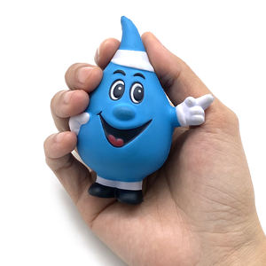 ของเล่นบีบคลายเครียดรูปหยดน้ำการ์ตูนโฟม PU สีฟ้า หน้ายิ้ม ของเล่นบีบคลายเครียดรูปหยดน้ำ สำหรับเป็นของขวัญทางธุรกิจ - Product Image 1