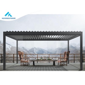 Pavillon de terrasse amovible en alliage d'aluminium Skypoly avec toit incliné solide, style vintage, rayé, imperméable pour balcon - Product Image 2