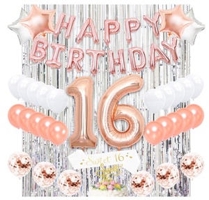 Decorazioni per Festa dei 16 Anni in Oro Rosa, Fascia 'Sweet 16', Decorazioni per <span class=keywords><strong>Torta</strong></span>, Palloncini per Ragazze - Product Image 1
